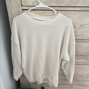 Women's Aerie Waffle White Crewneck